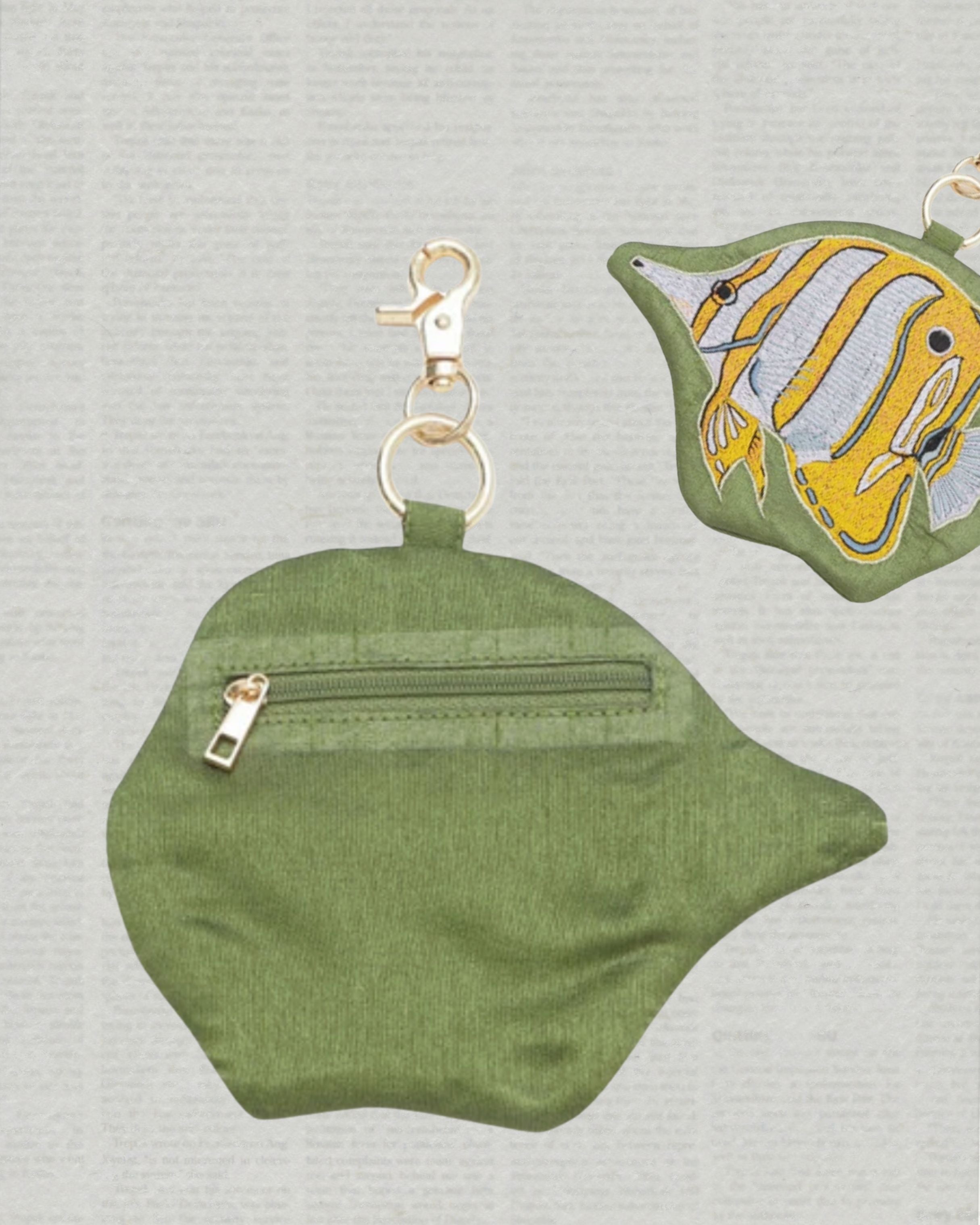 印度職人手作_深海漫遊_珠繡魚型收納掛飾