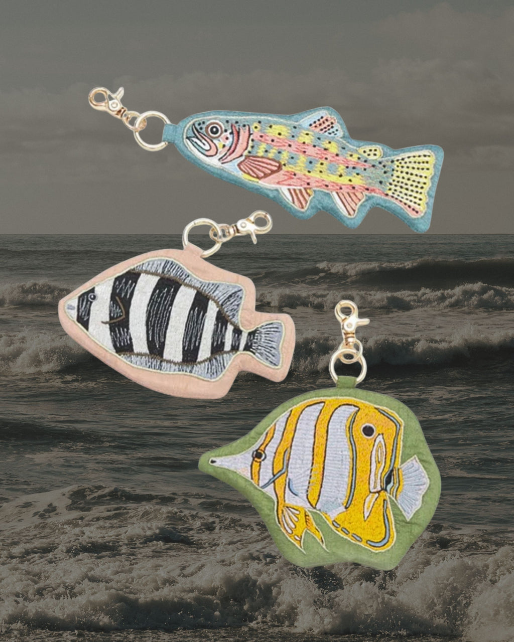 印度職人手作_深海漫遊_珠繡魚型收納掛飾