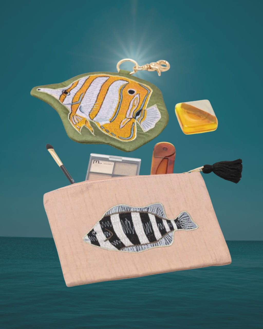 印度職人手作_深海漫遊_珠繡魚型收納掛飾