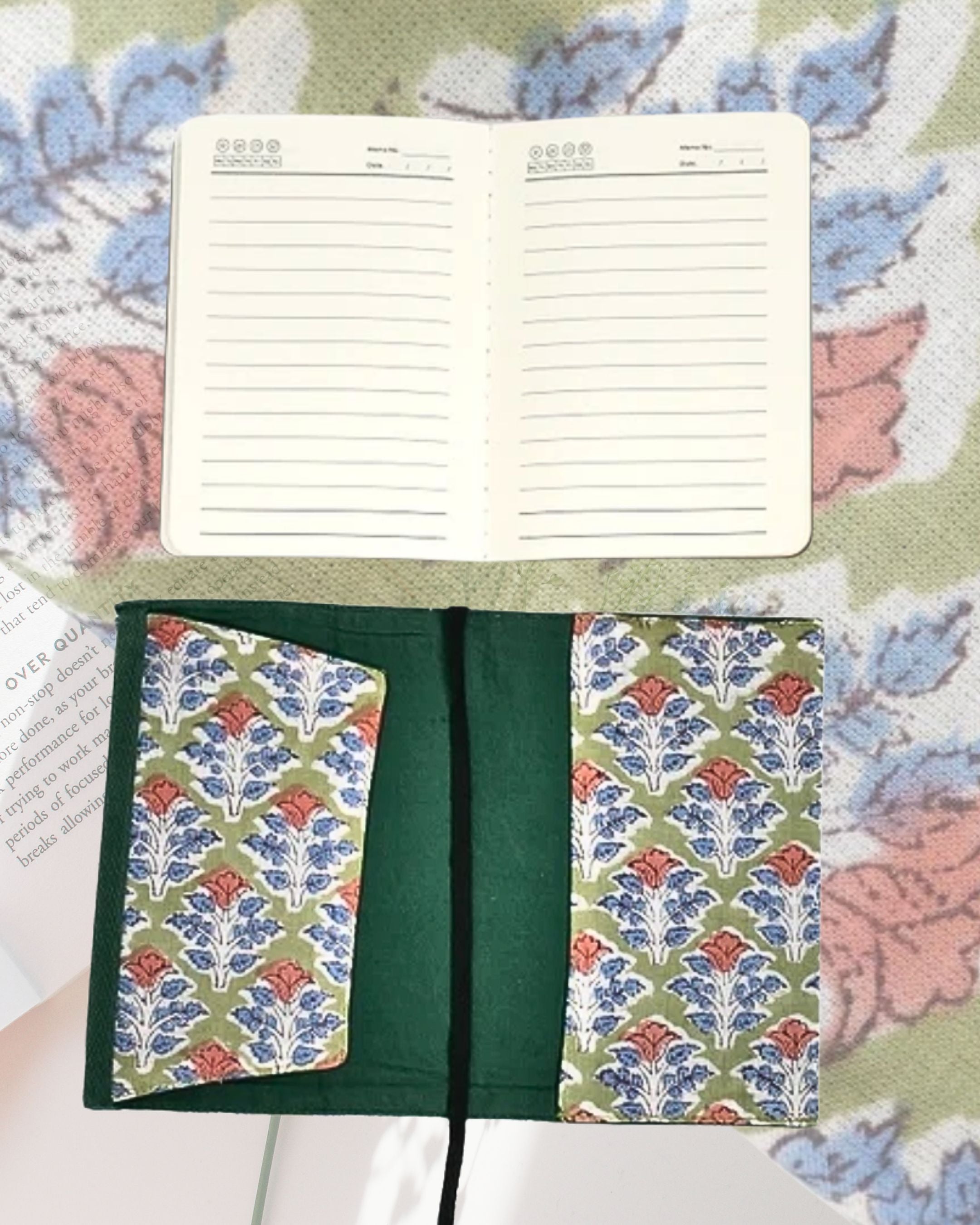 【印度職人手作】繁花盛開・手工紙棉書衣 (附筆記本)