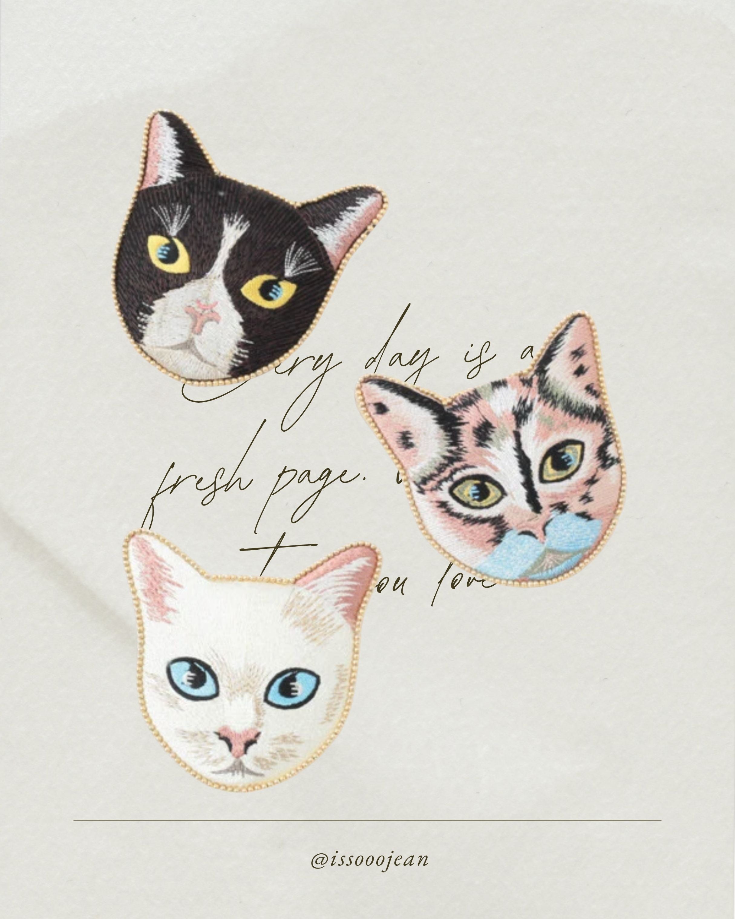 印度職人手作_珠繡貓咪扁平收納包