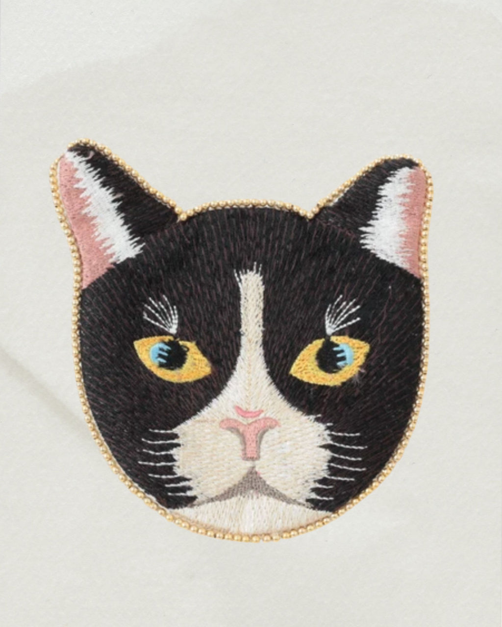 印度職人手作_珠繡貓咪扁平收納包