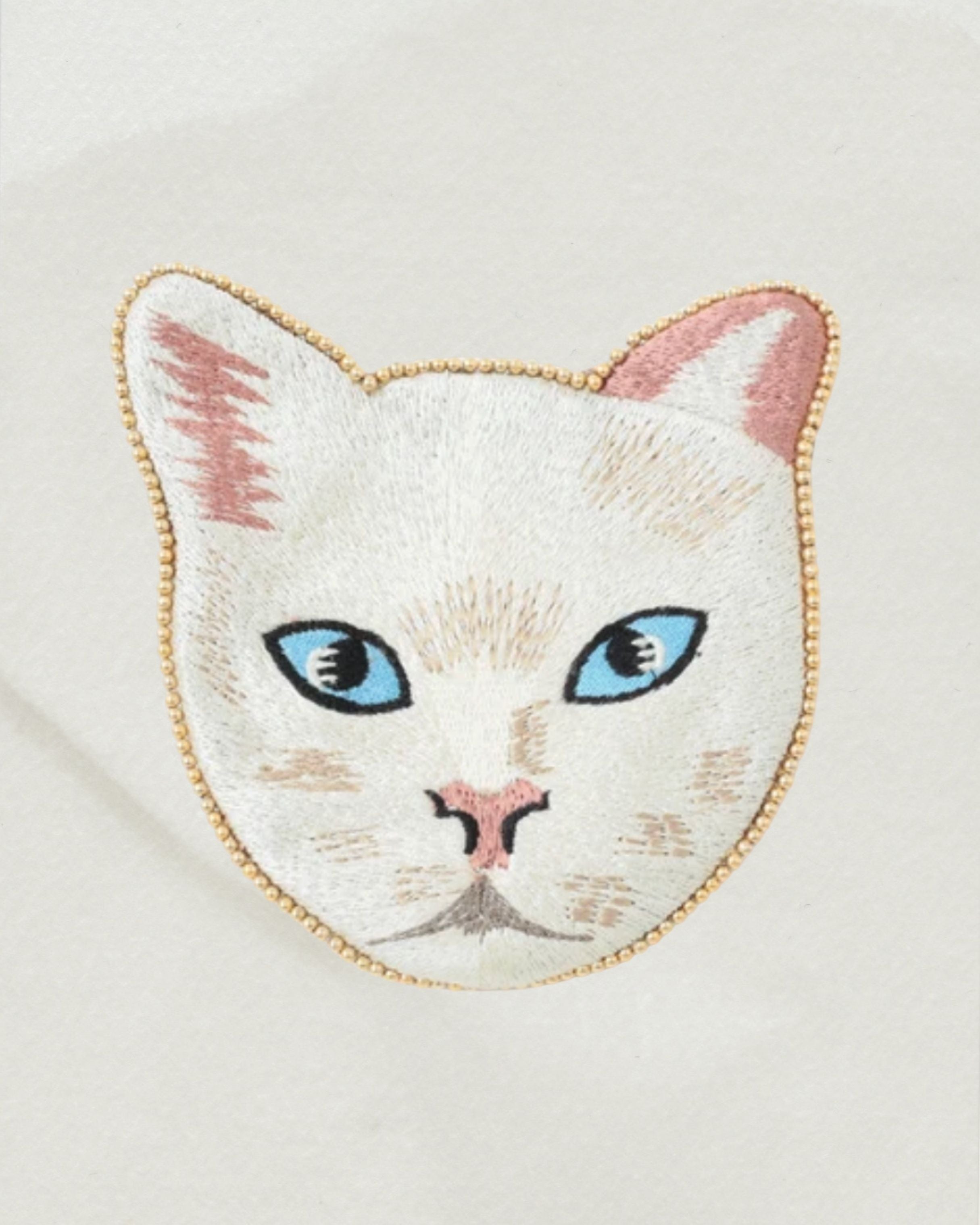 印度職人手作_珠繡貓咪扁平收納包