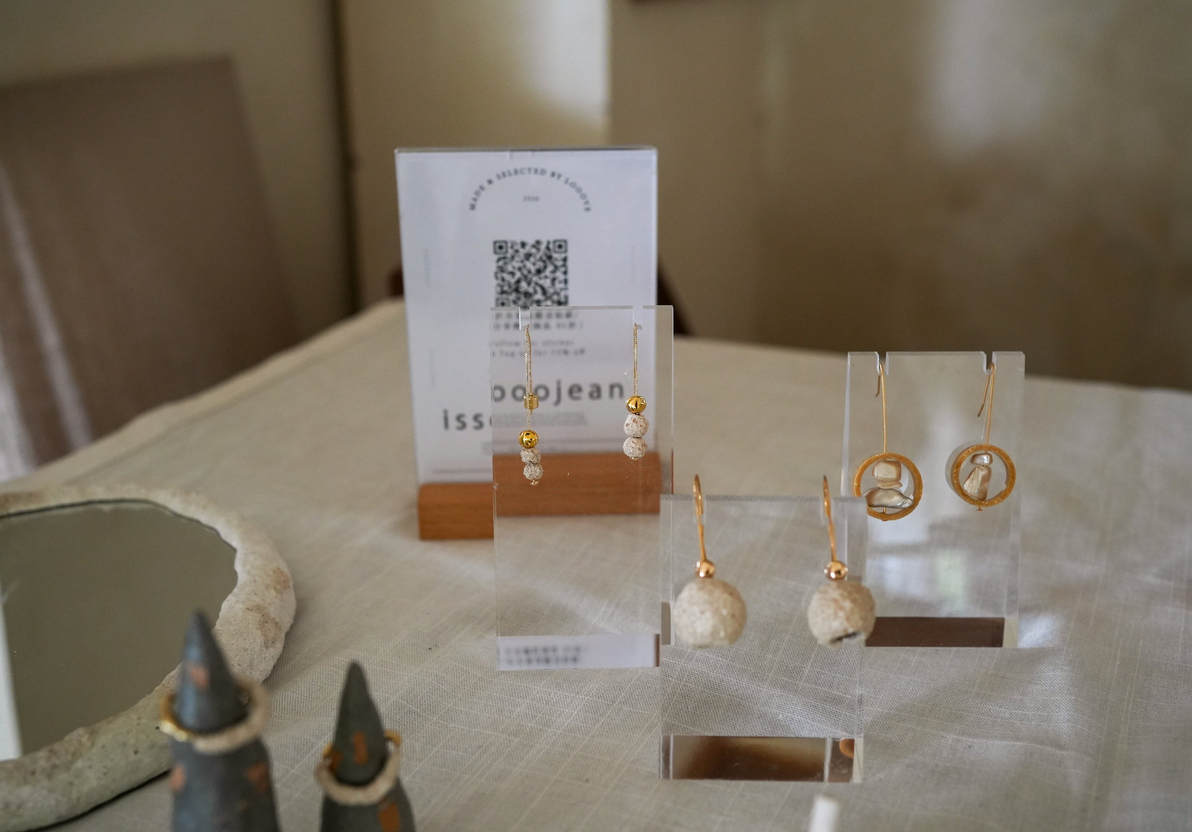 蛋殼_耳飾_疊石之境：圓環仿貝耳環