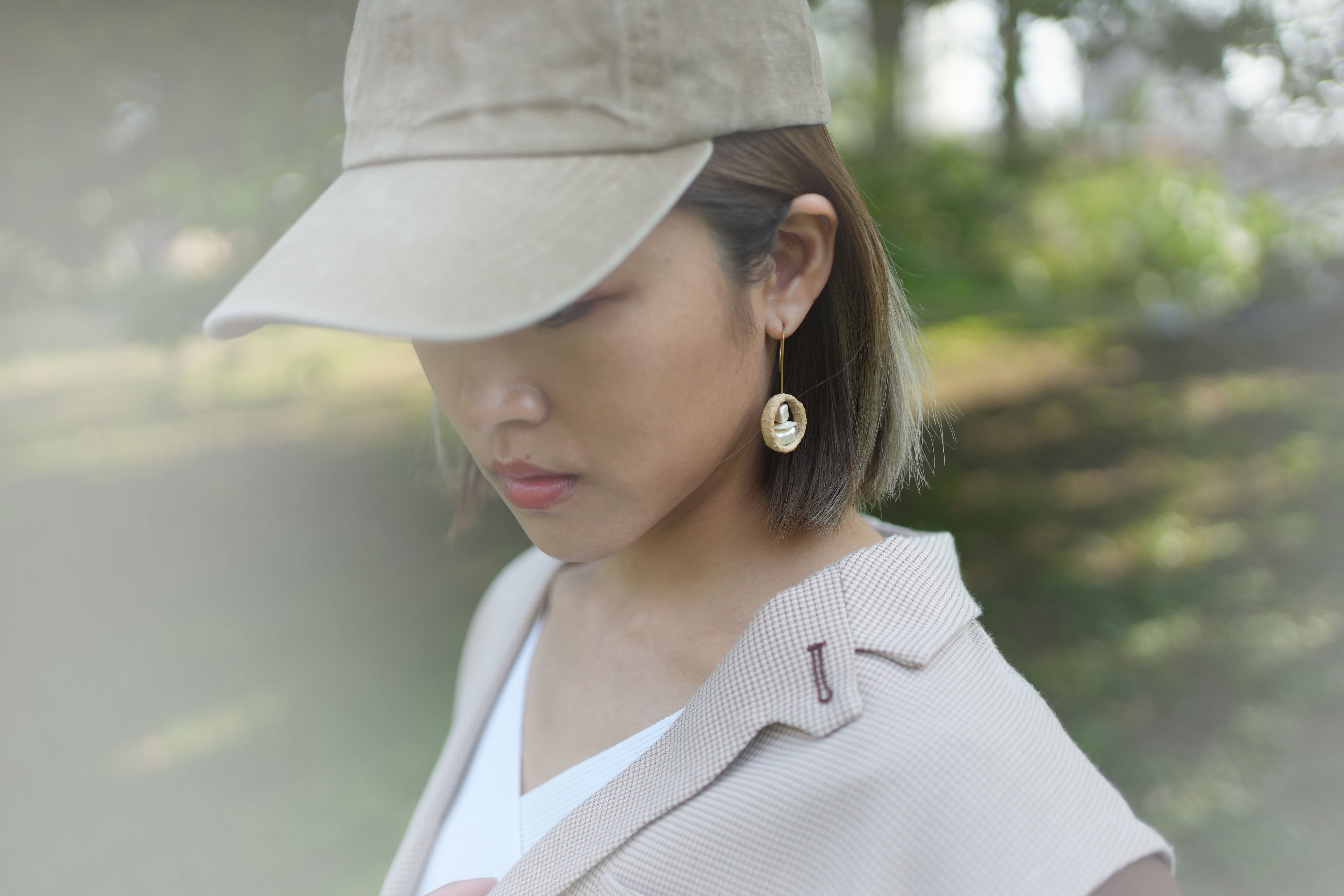 蛋殼_耳飾_疊石之境：圓環仿貝耳環