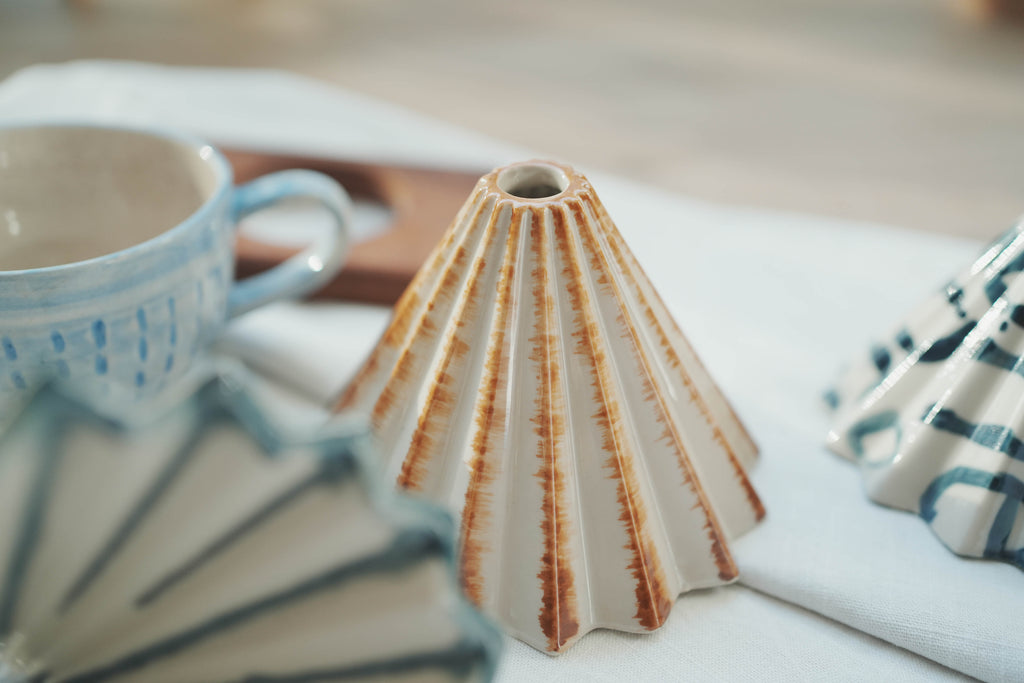 咖啡手沖架_泰國職人作品摺紙濾杯_c咖啡色直刷紋