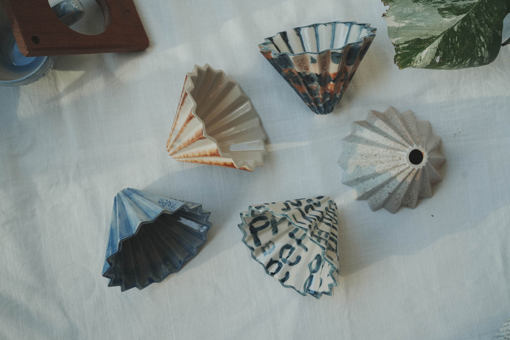 咖啡手沖架_泰國職人作品摺紙濾杯_c咖啡色直刷紋