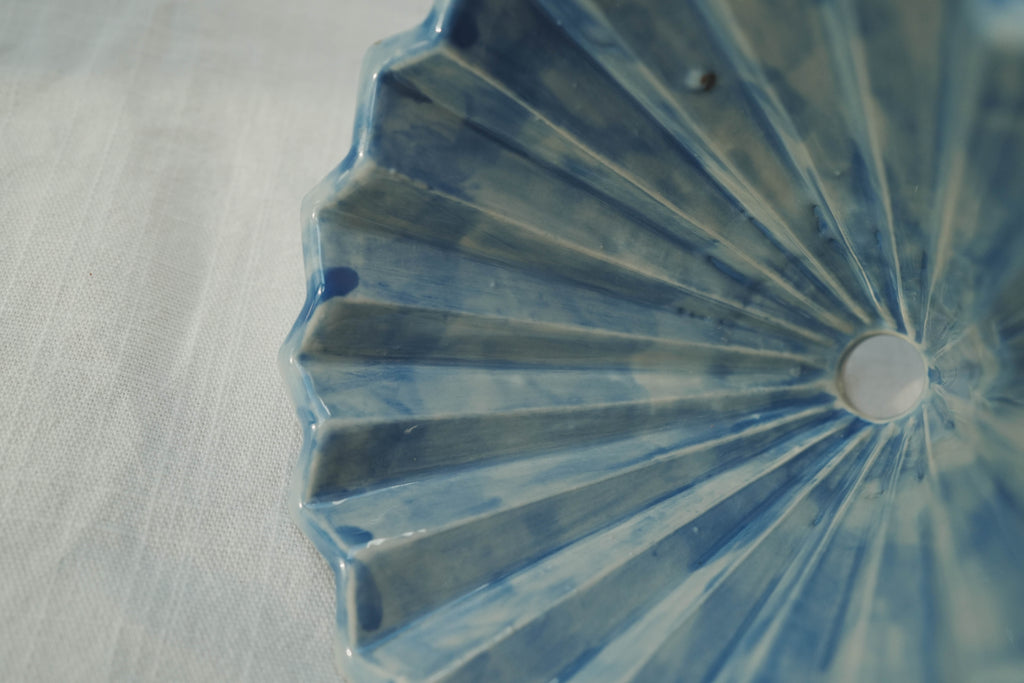 咖啡手沖架_泰國職人作品摺紙濾杯_e淺水藍不規則素色