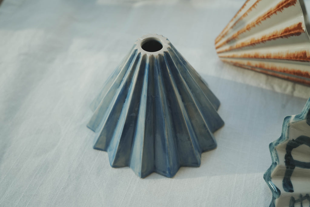 咖啡手沖架_泰國職人作品摺紙濾杯_e淺水藍不規則素色