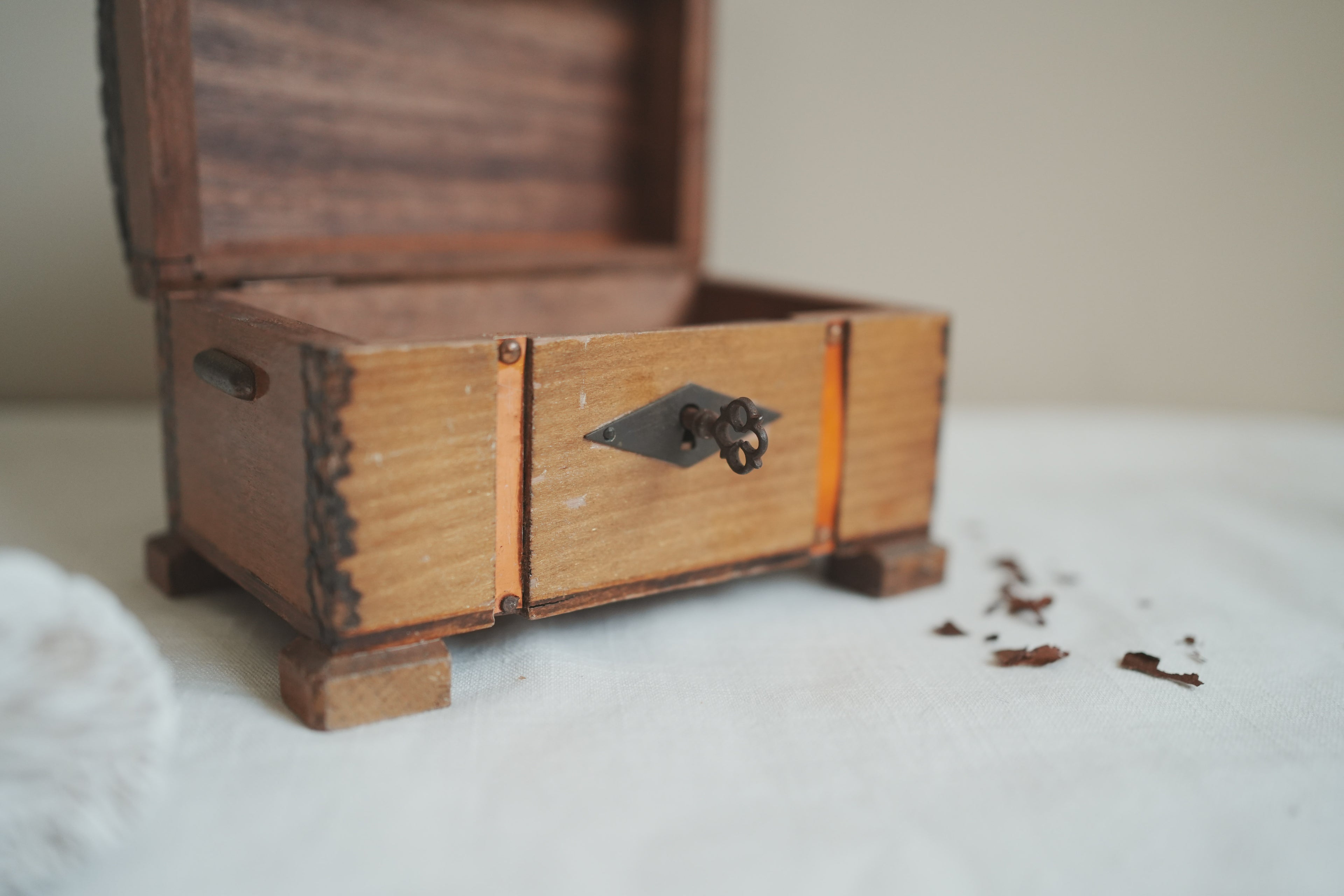 古董_時光的守護者_歐式手工星紋木質寶盒