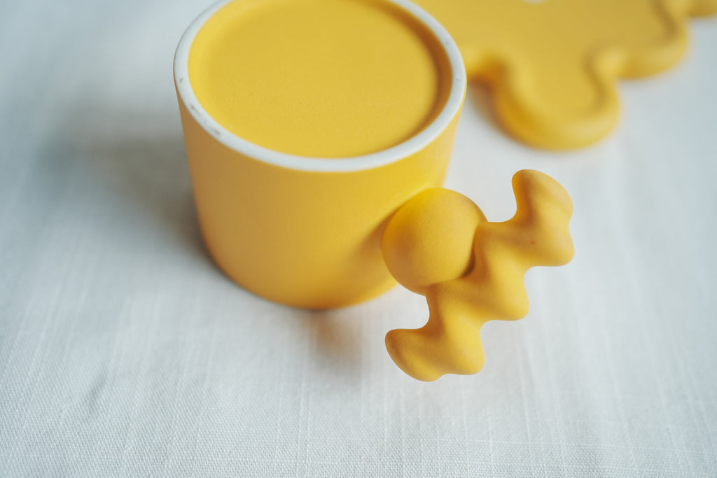 陶瓷波浪杯盤組 - 黃