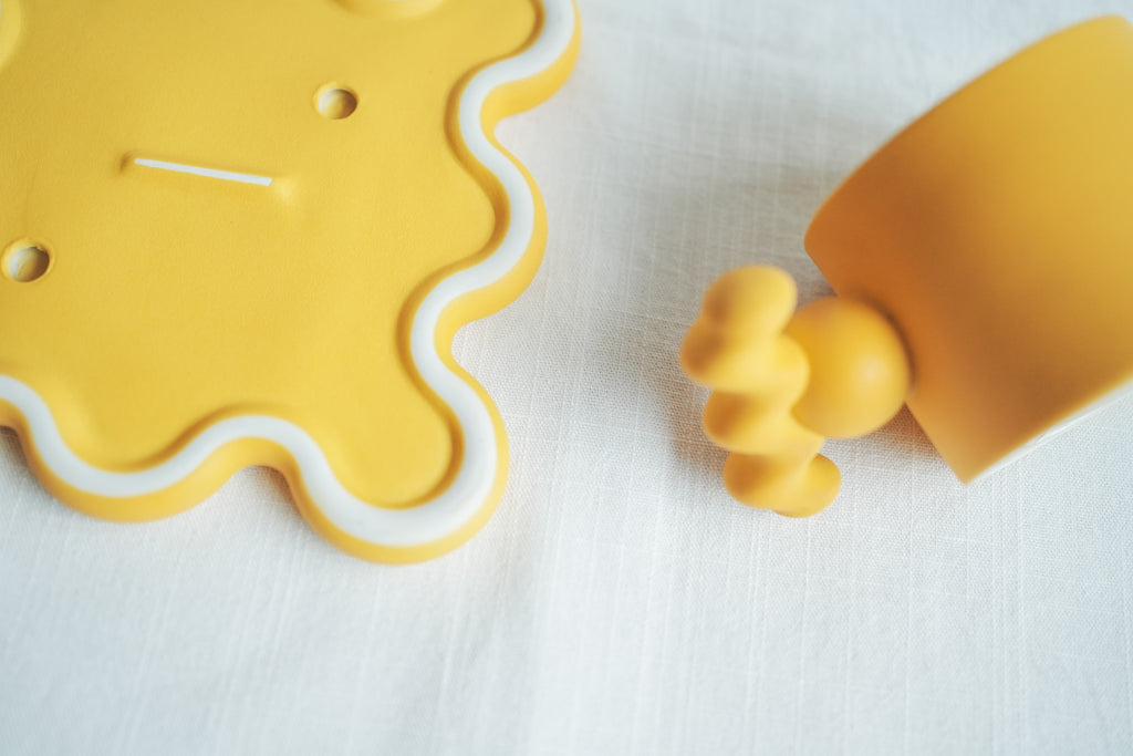 陶瓷波浪杯盤組 - 黃