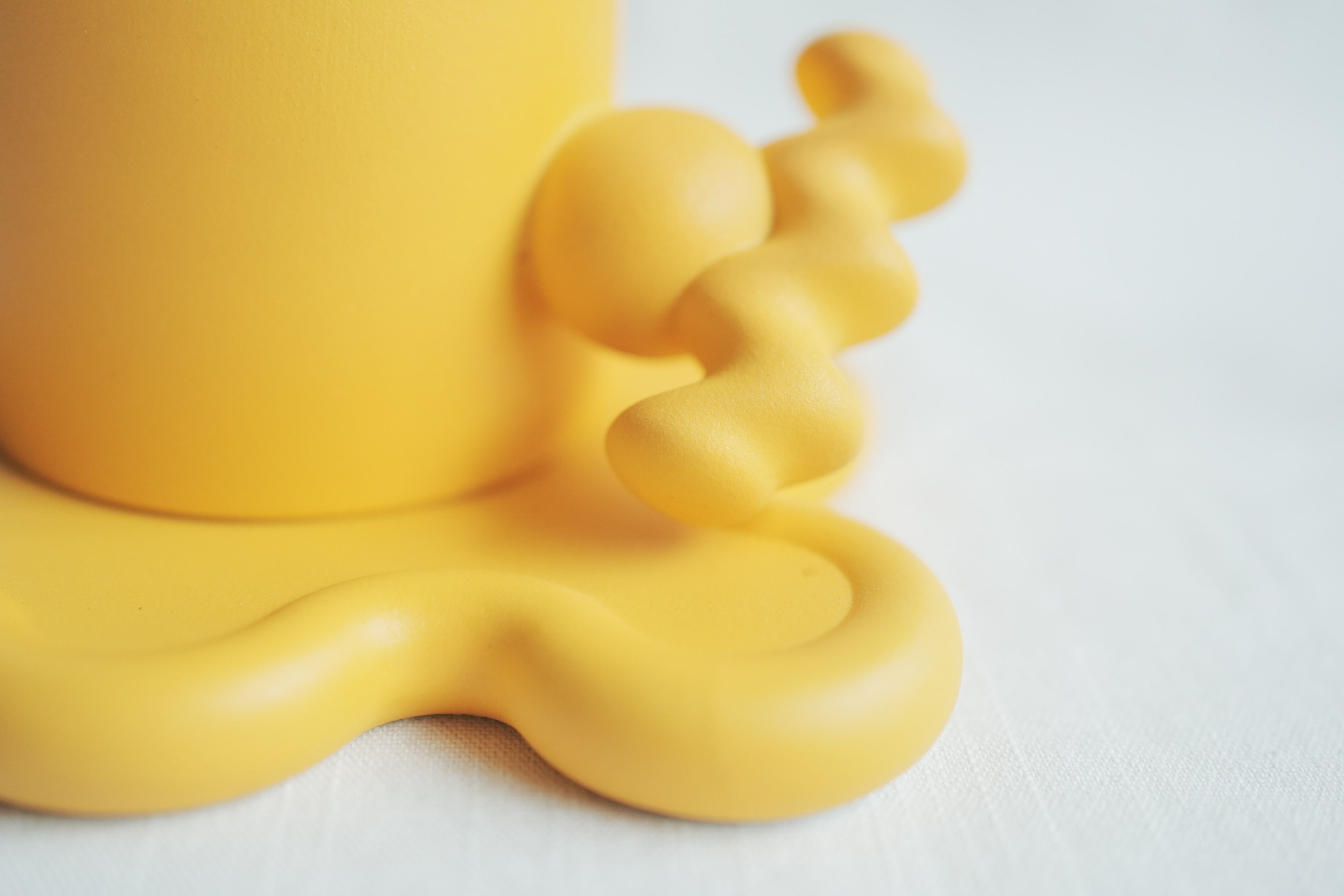 陶瓷波浪杯盤組 - 黃