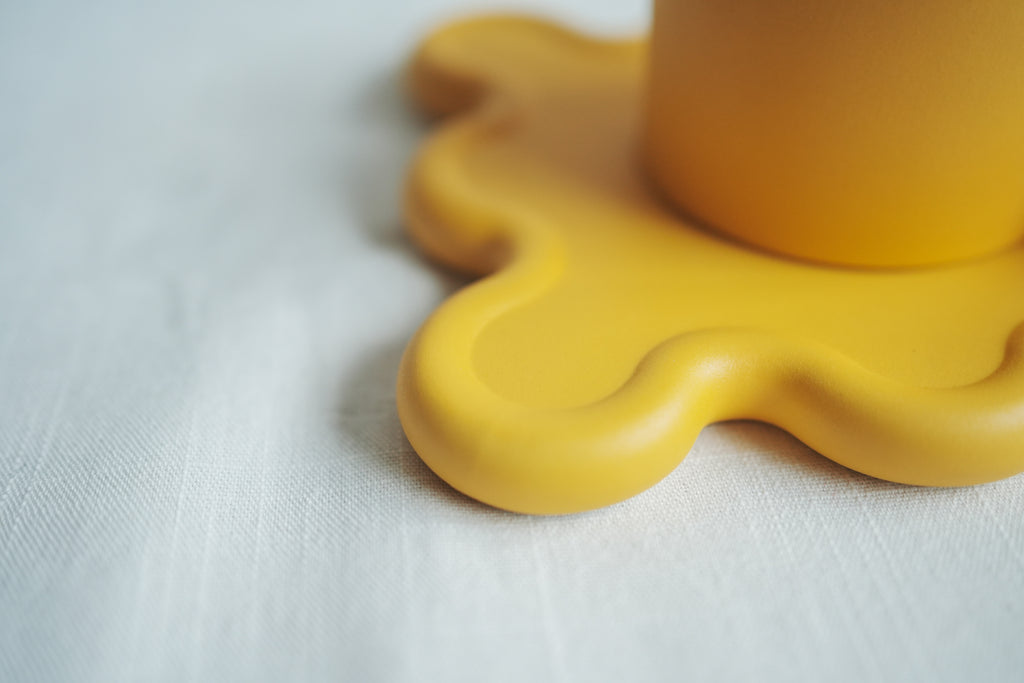 陶瓷波浪杯盤組 - 黃