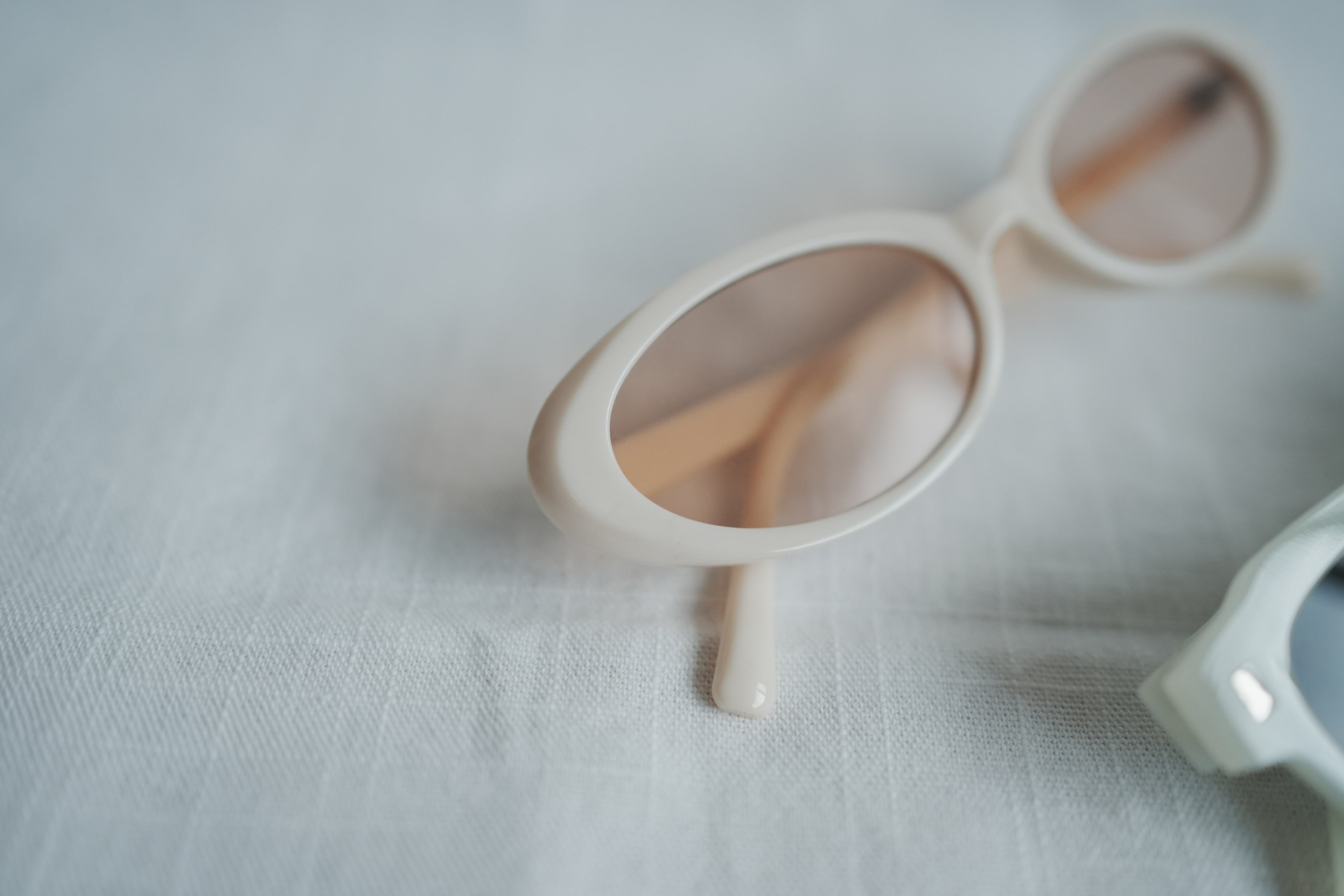 古著太陽眼鏡_粉奶白