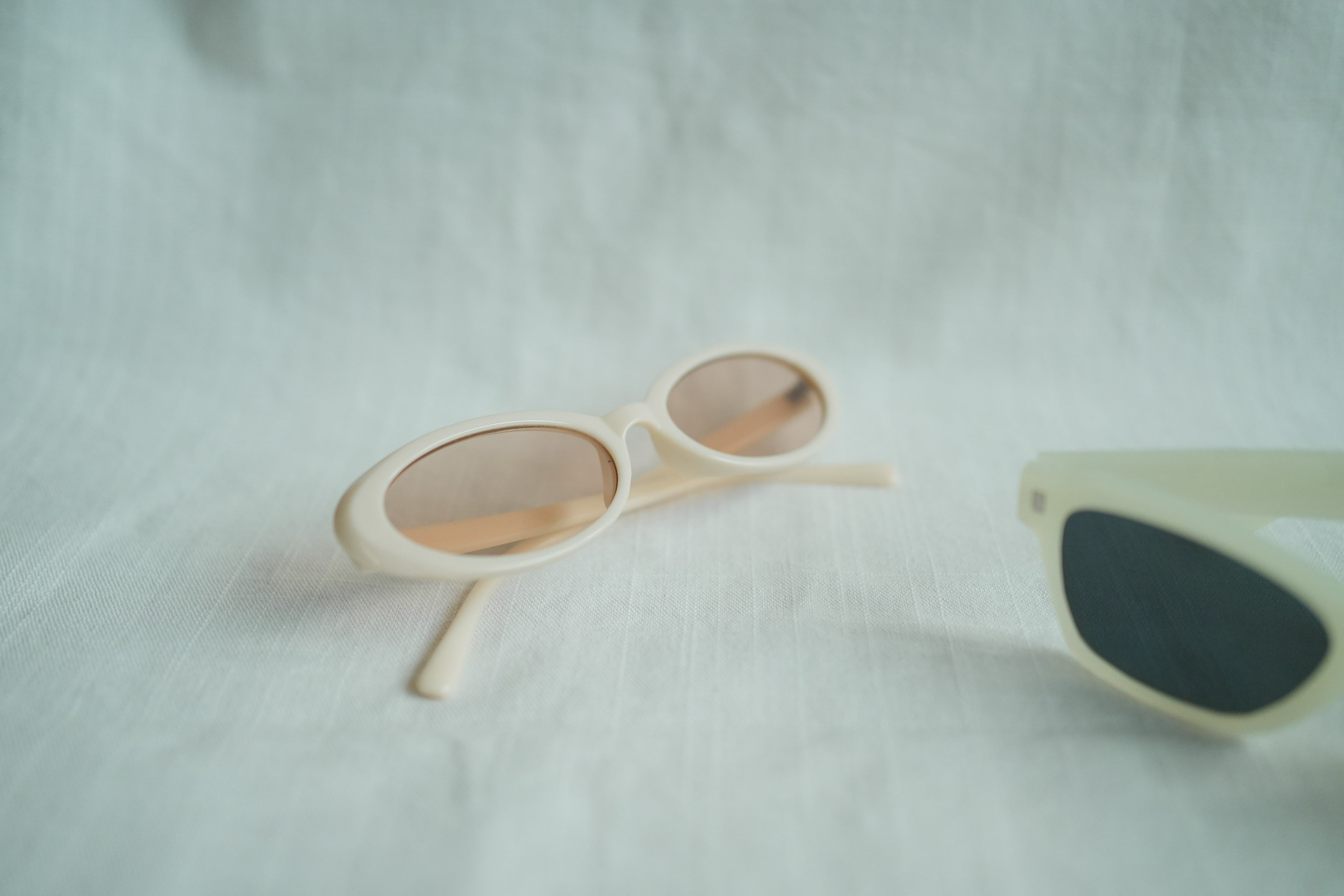 古著太陽眼鏡_粉奶白