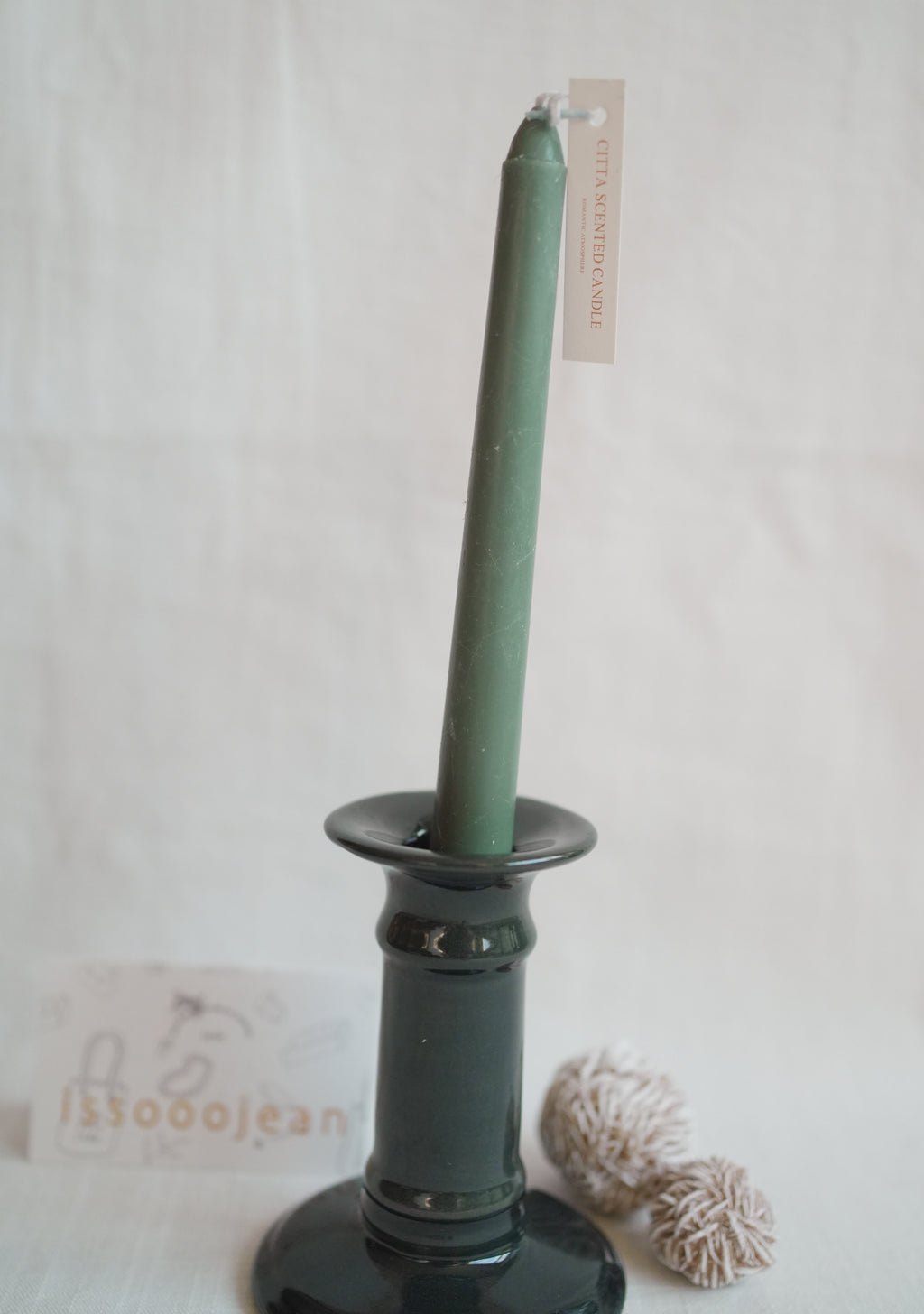 古董_謐夜深藍綠職人手工陶瓷燭臺