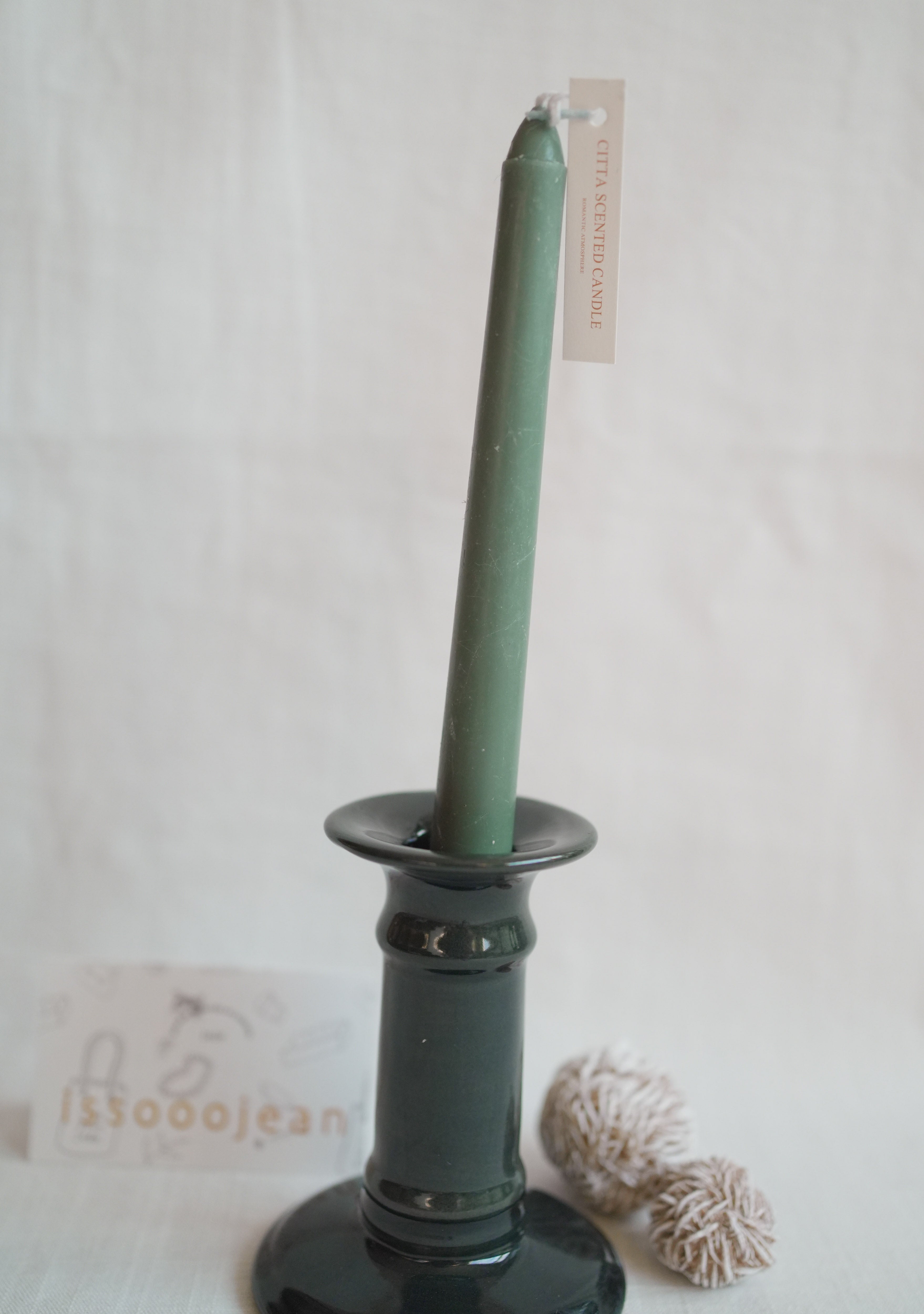 古董_謐夜深藍綠職人手工陶瓷燭臺