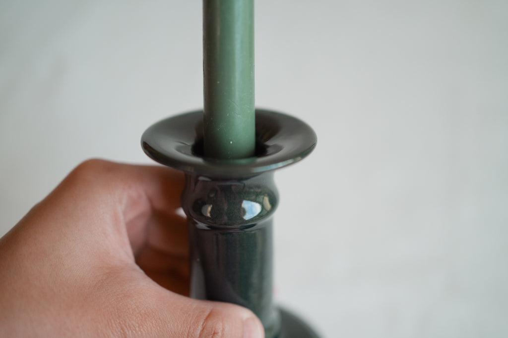 古董_謐夜深藍綠職人手工陶瓷燭臺