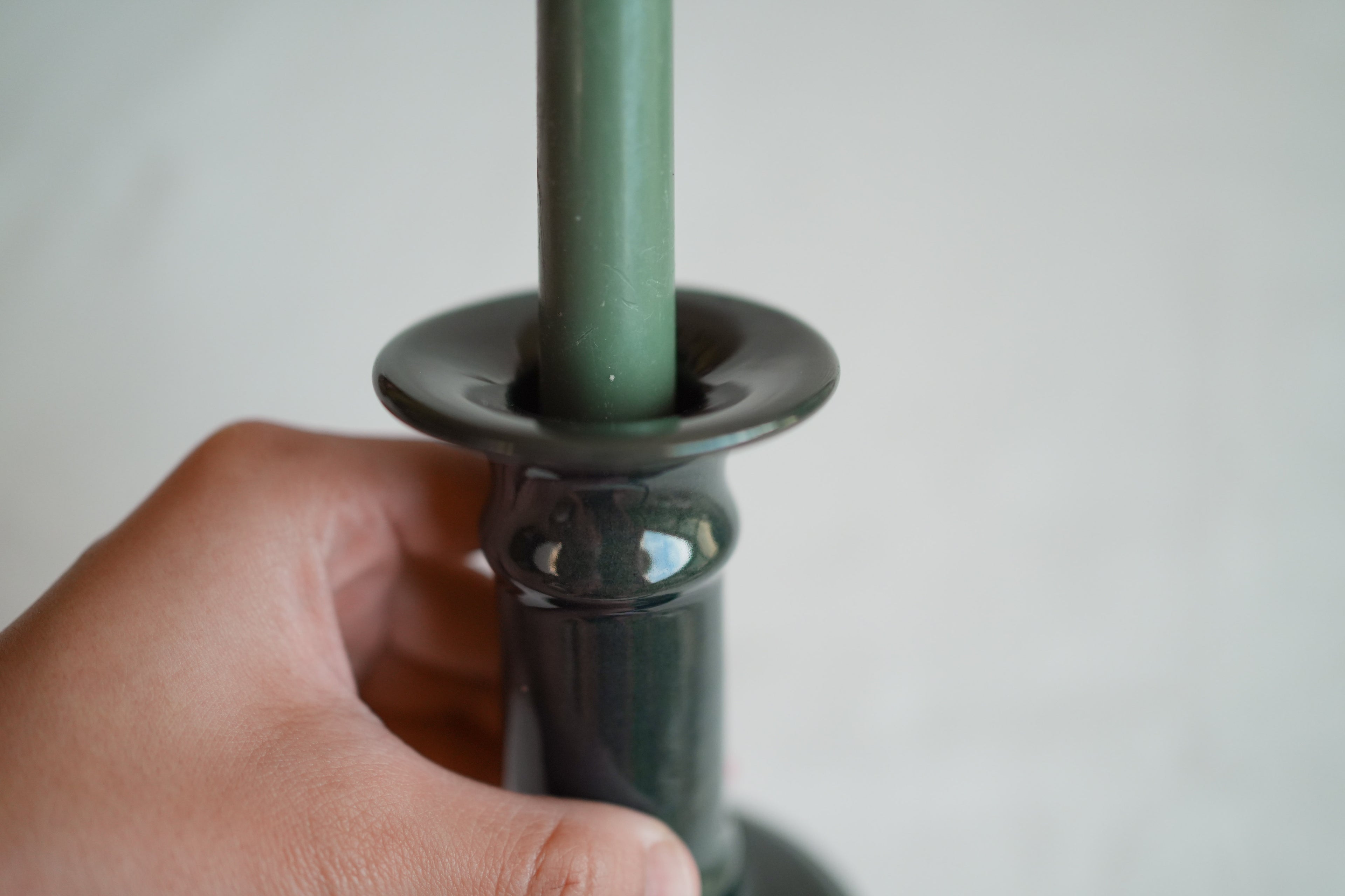 古董_謐夜深藍綠職人手工陶瓷燭臺