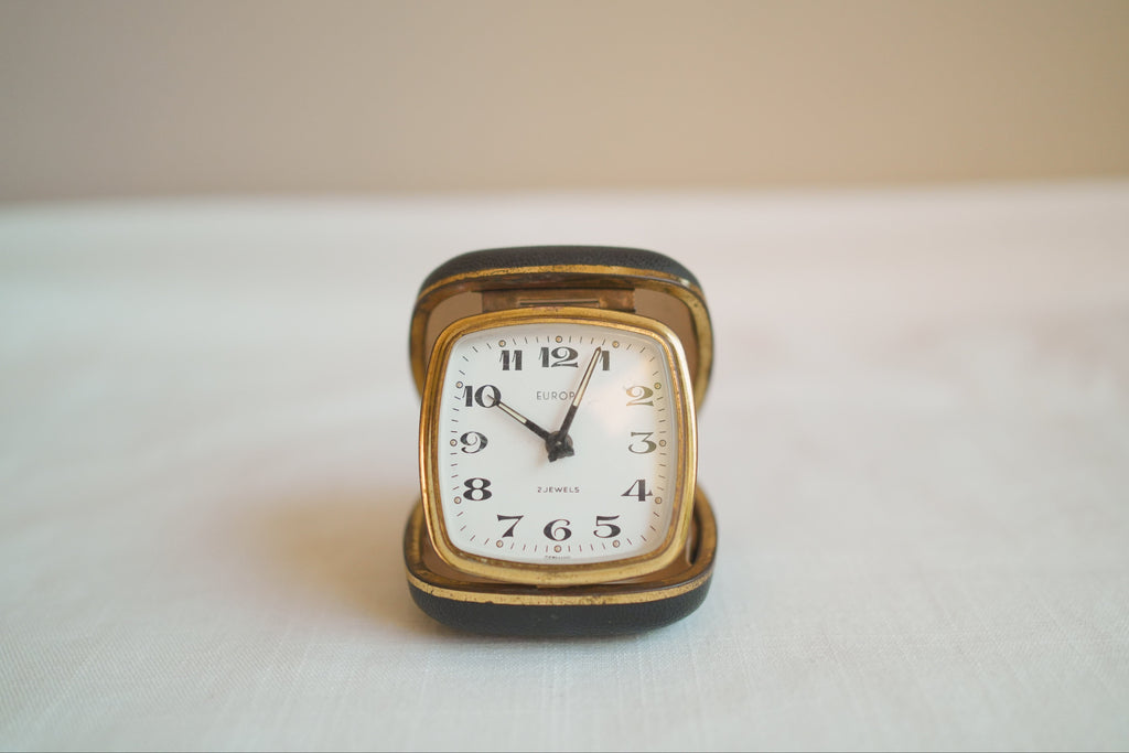 古董＿皮件旅行機械鬧鐘