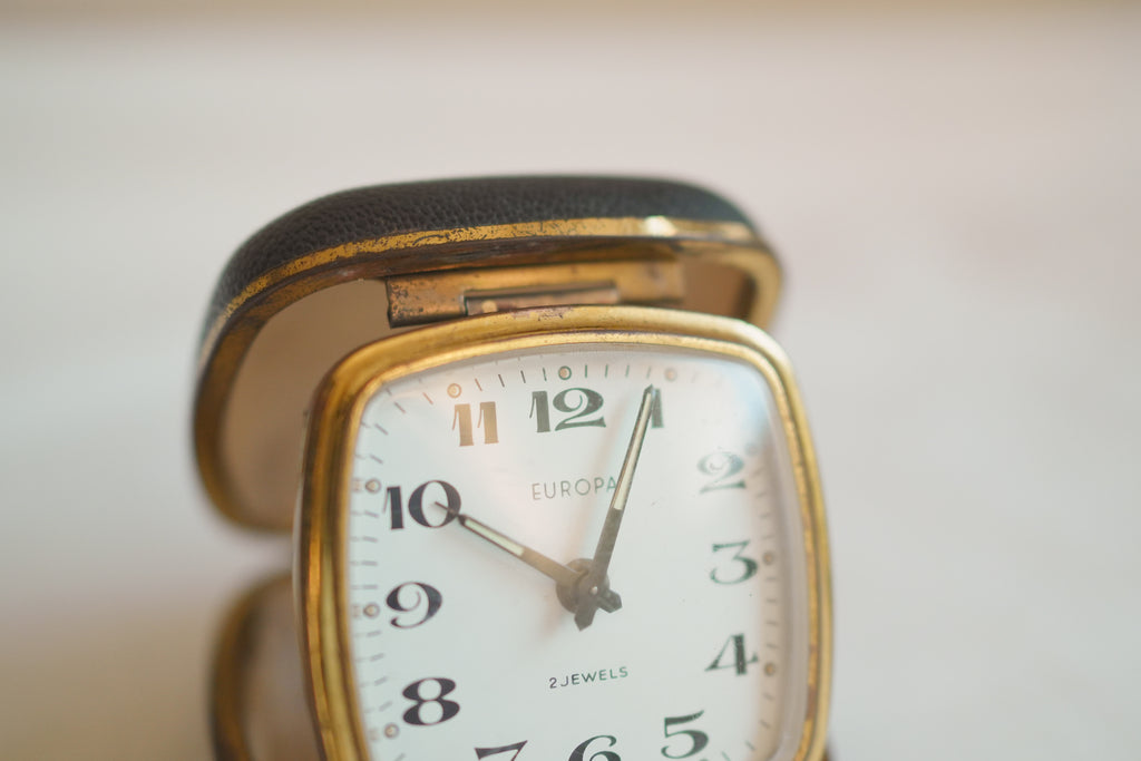 古董＿皮件旅行機械鬧鐘