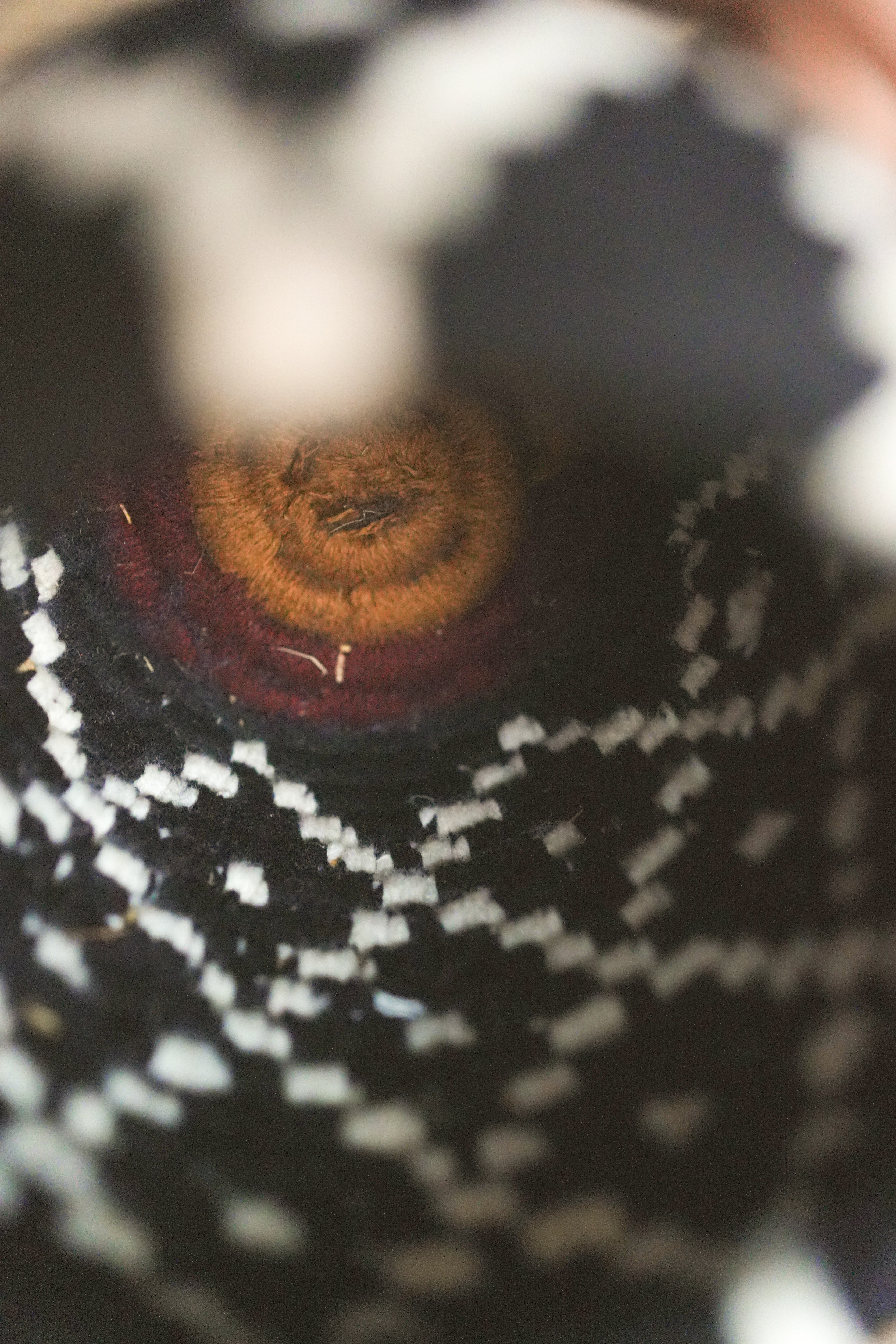 北非手工藝【E】Smal 草編彩織置物籃 (帶蓋)_菱格點點_黑