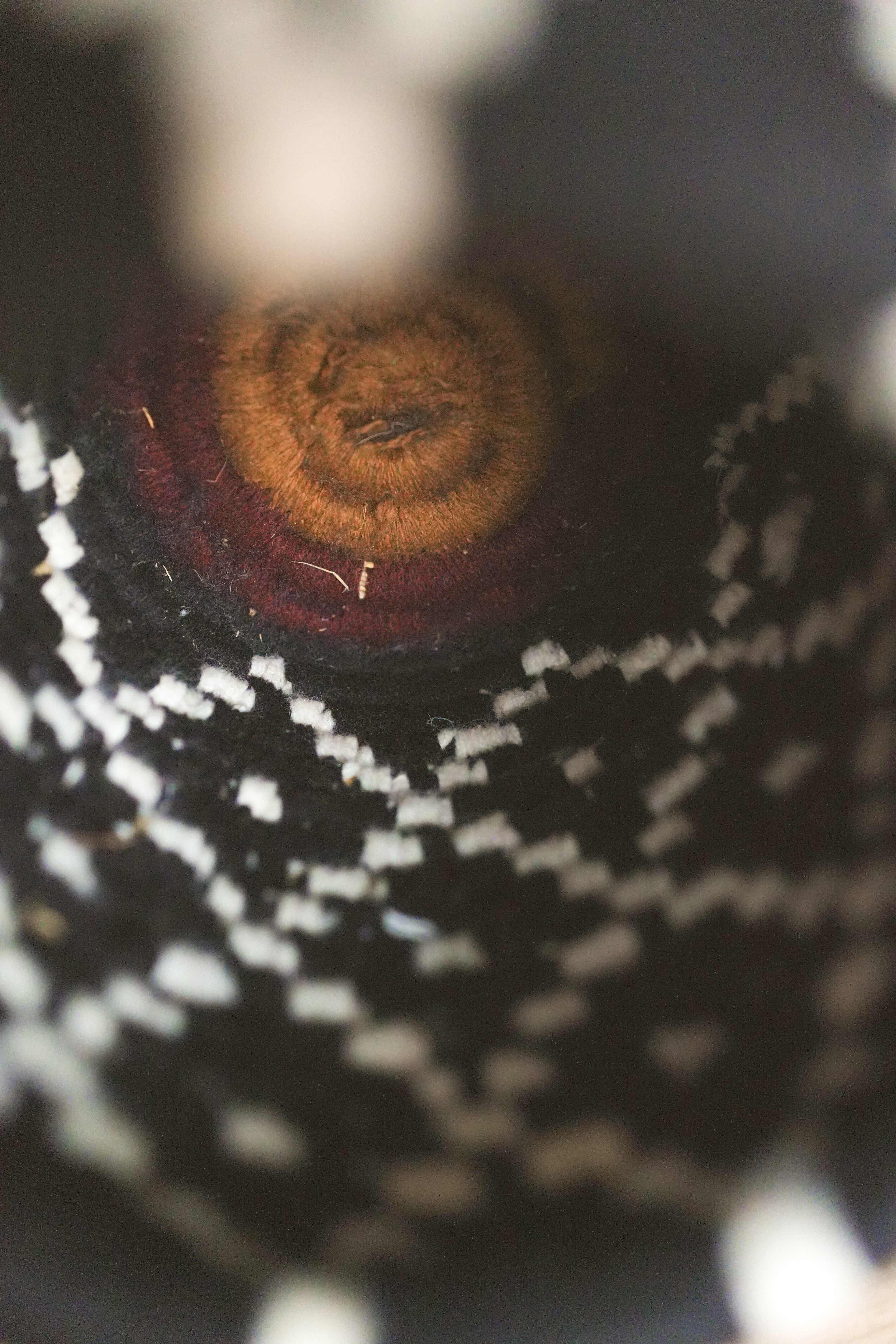 北非手工藝【E】Smal 草編彩織置物籃 (帶蓋)_菱格點點_黑